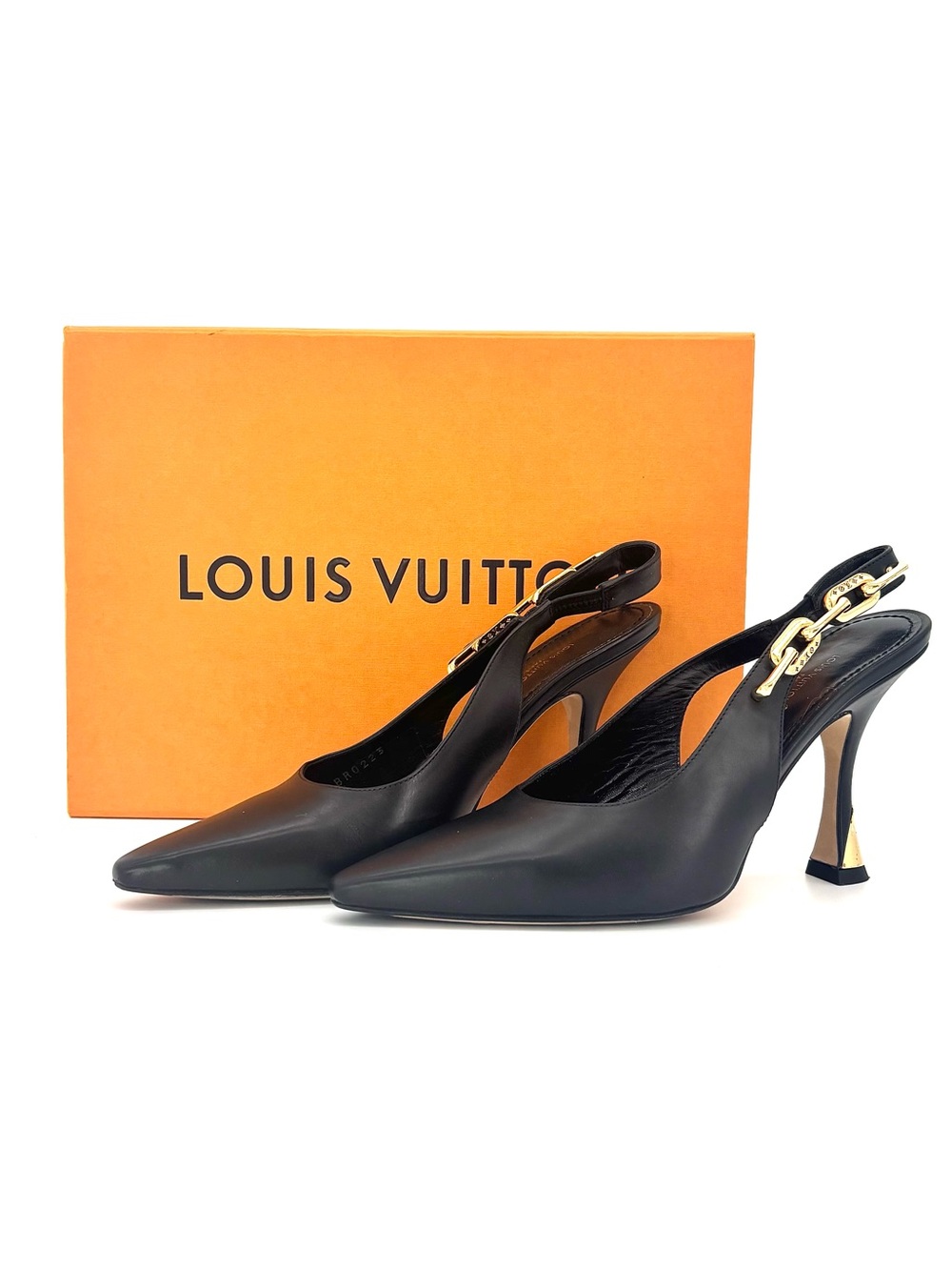 Louis Vuitton Sparkle Slingback Chain Monogram Pointed Toe Pumps 37 - Picture 2 of 10